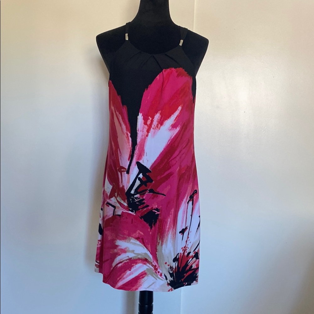 Black House White Market Floral Pink and Black Sleeveless Dress